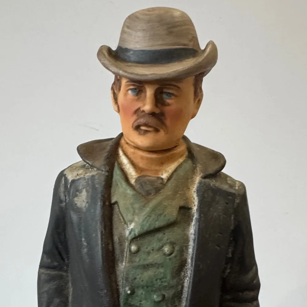 Vintage 1973 McCormick Decanter, Outlaw, Black Bart - Hand Painted Porcelain